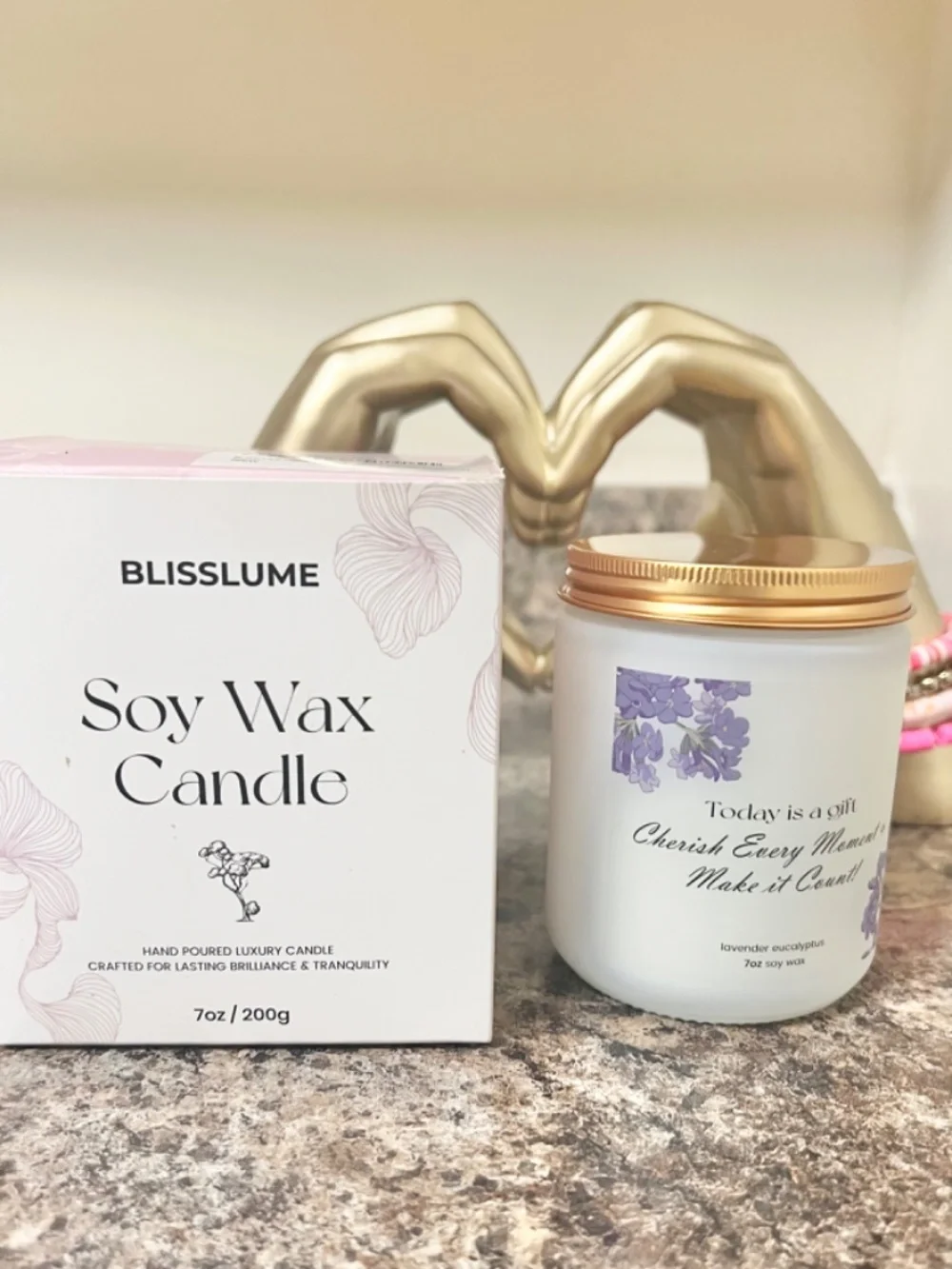 Inspirational Lavender Eucalyptus Soy Wax Candle 7 Oz.